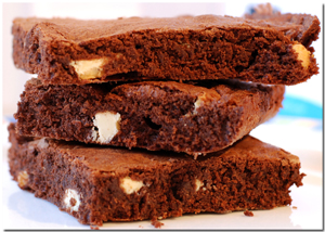 Brownies with White Chocolate Closeup