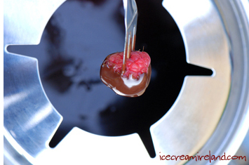 Raspberry in Chocolate Fondue