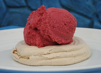 Meringue with Raspberry Sorbet