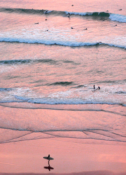 Biarritz surfers sunset